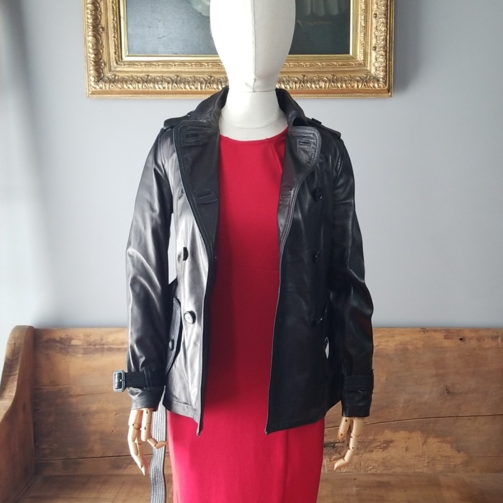 NWOT! COACH Black Leather Trench